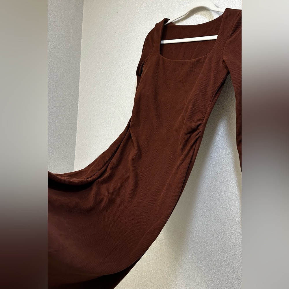 Brown Square Neck Maxi Dress by OGL Move